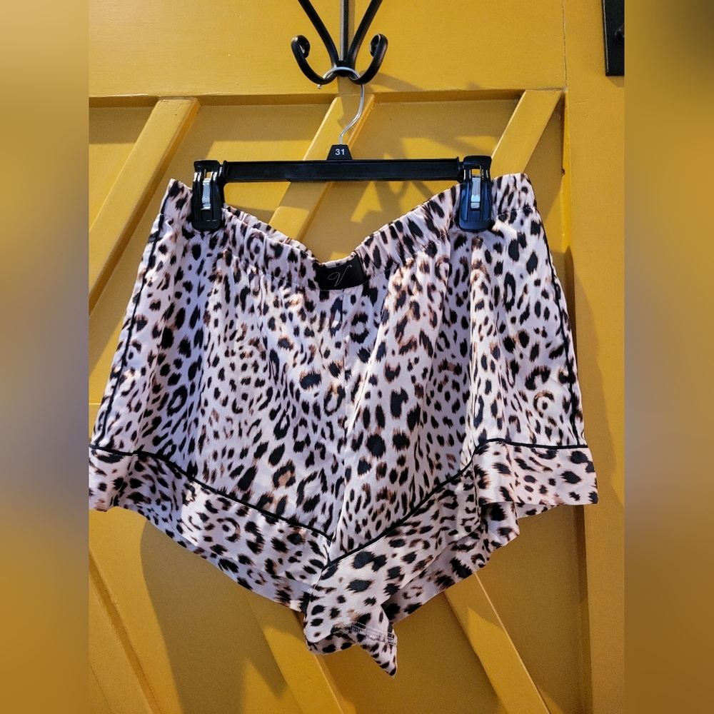 Victoria's Secret Leopard Print Silky Lounge Shorts - Cream, Black, Brown